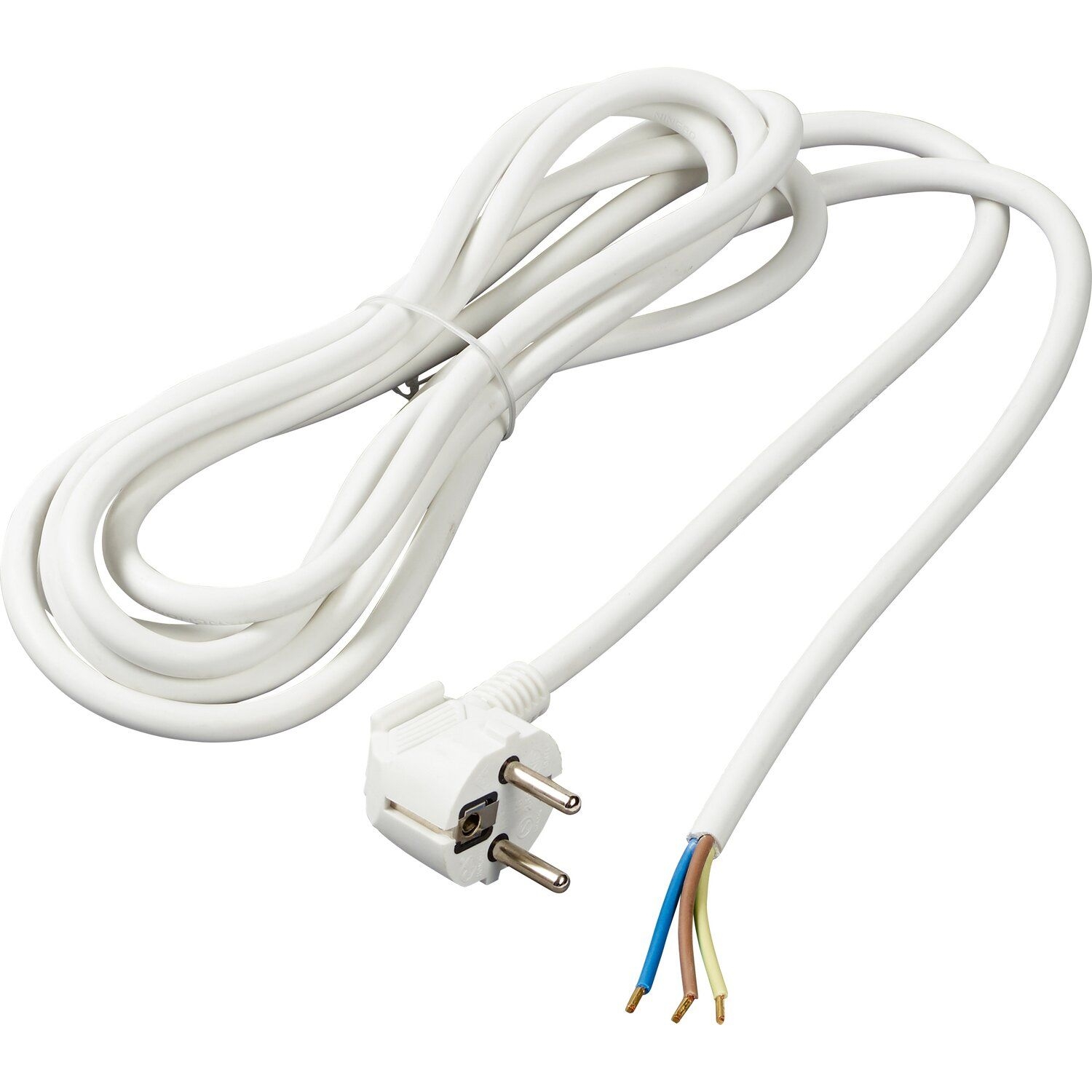 Netzanschlusskabel 4M+ Stecker 3 x 1,5mm (Weiß)